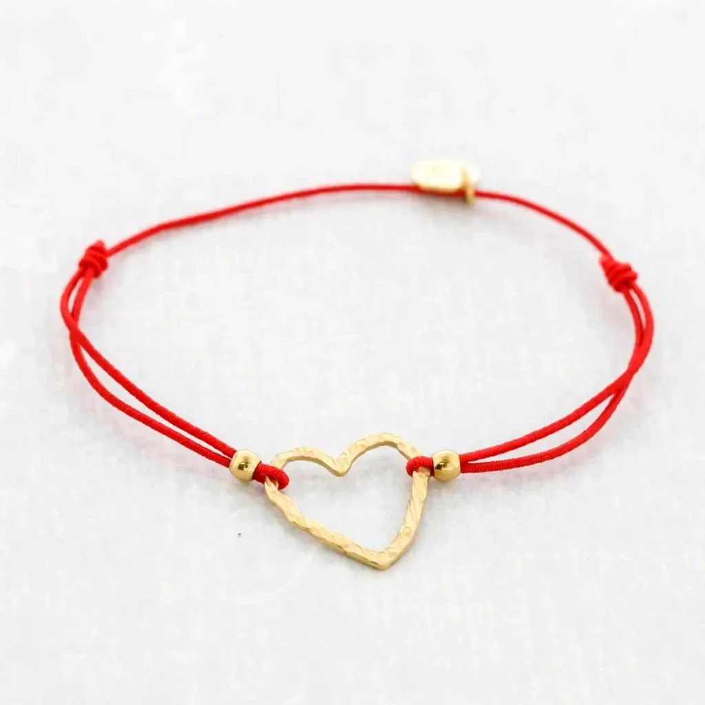 Armband stainless steel - hartje rood