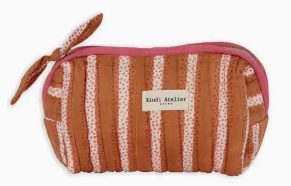 Gewatteerde katoenen make-uptas met blockprint - Bala Praline