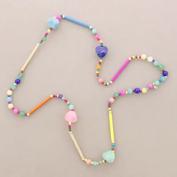 Lange ketting met kralen veelkleurig