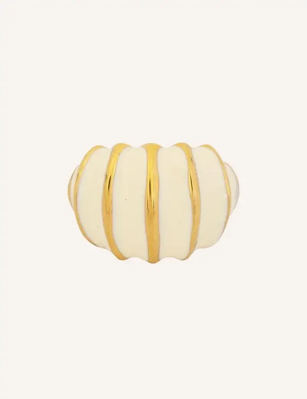 Ring RVS goud | emaille wit