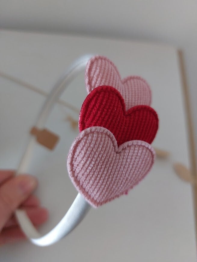 Diadeem hartje roze/rood