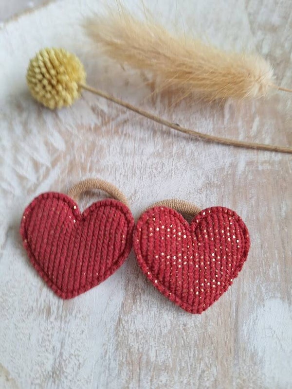 Elastiekje hartje - rood (1st.)