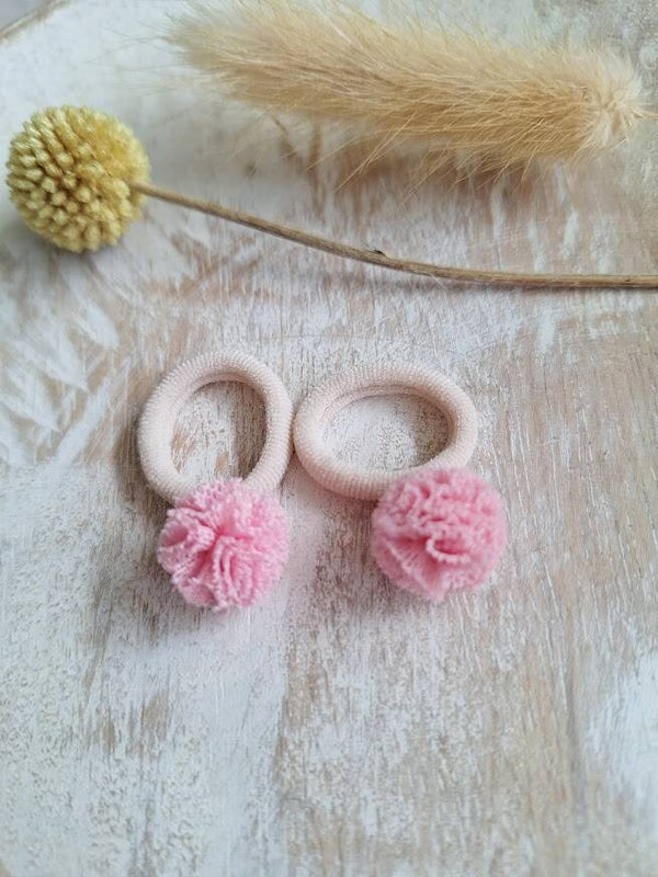 Elastiekje Pompon - roze (1st.)
