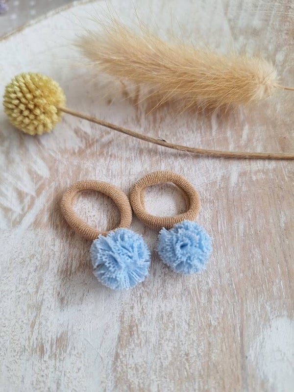 Elastiekje Pompon - blauw (1st.)