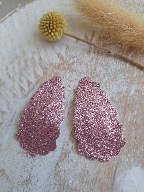 Pu-leer glitter - roze  (1st.)