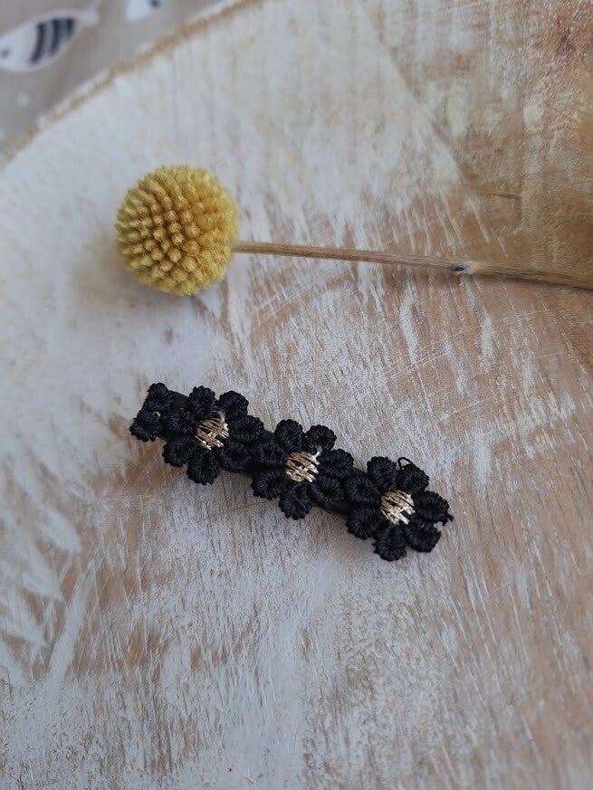 Alligator bloemetjes zwart/goud
