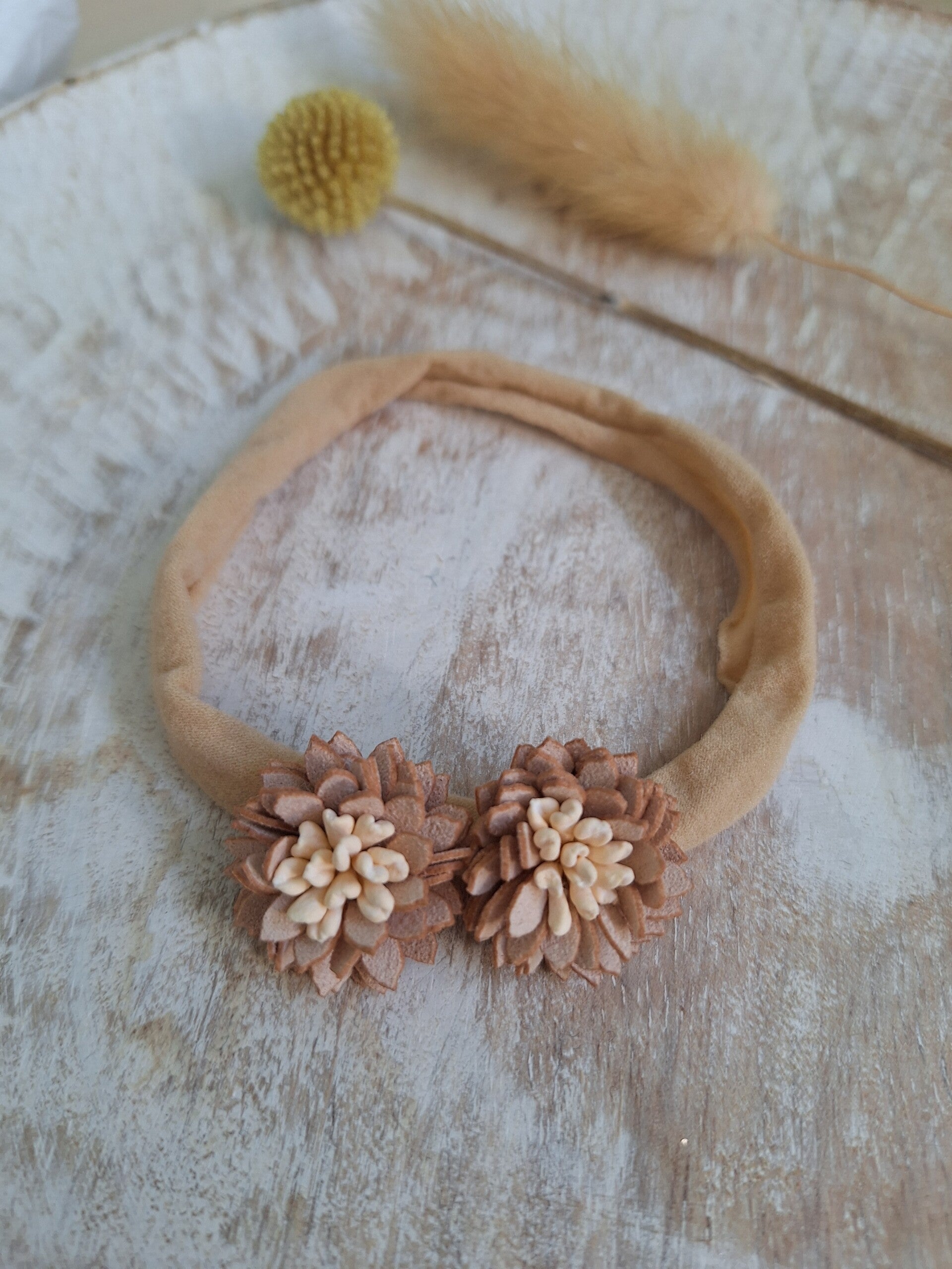 Baby haarbandje Blossom luxe - bruin