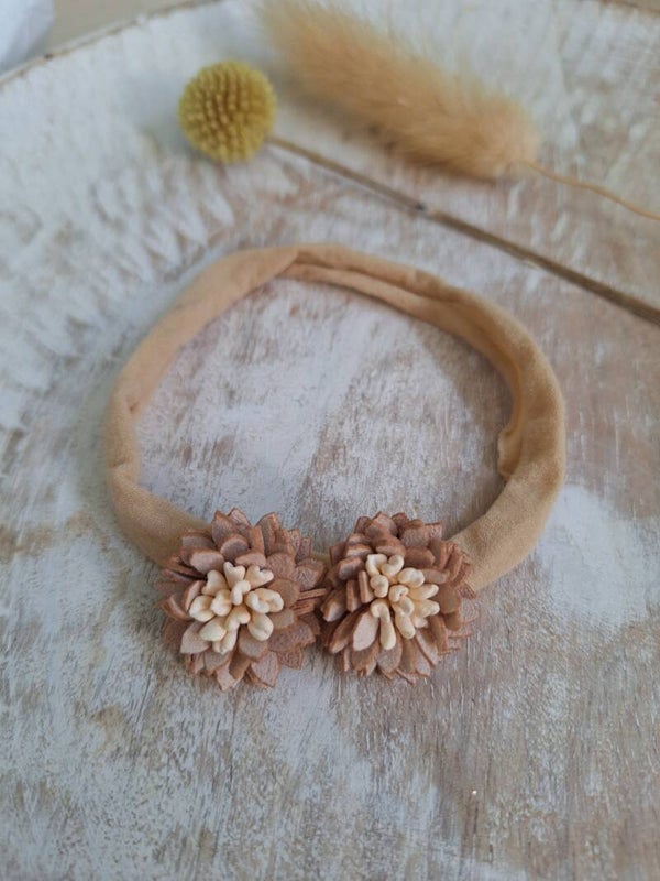 Baby haarbandje Blossom luxe - bruin