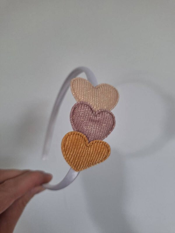 Diadeem hartje beige/roze/geel