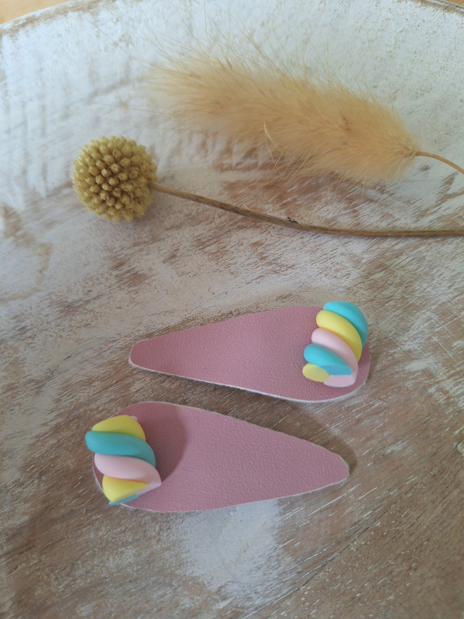 Pu-leer spekje roze/mint  (1 st.)