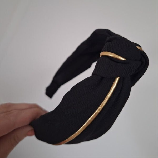 Knoophaarband zwart/goud