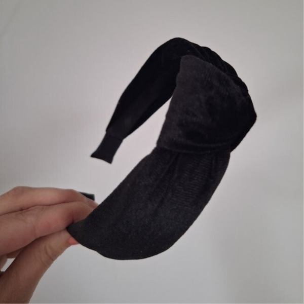 Knoophaarband velvet zwart