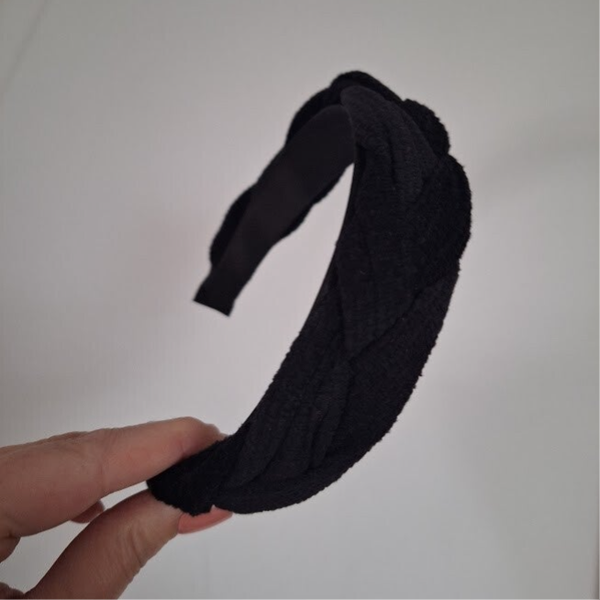 Gevlochten haarband - zwart