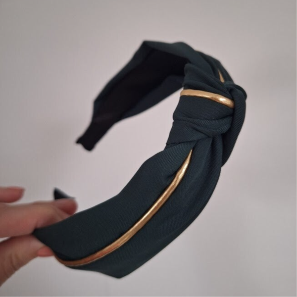 Knoophaarband groen/goud