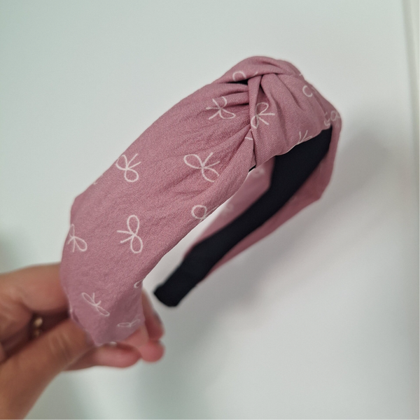 Knoophaarband Dusty pink bows