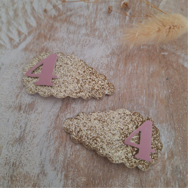 Cijferknipje - Goudglitter/roze (1st)
