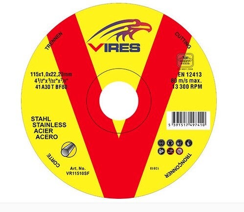 Vires S/Steel Cutting Disc 115mm x 1.0mm