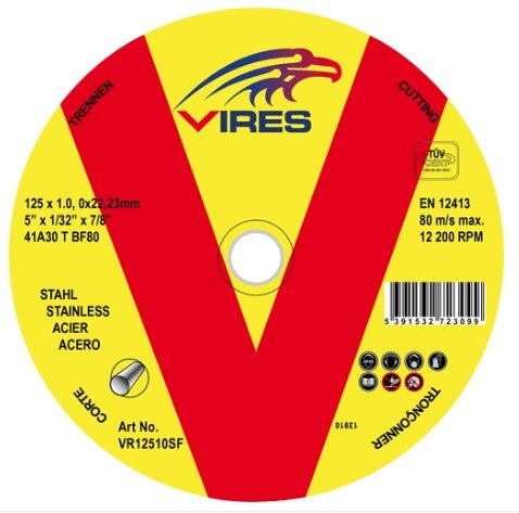 Vires S/Steel Cutting Disc 125mm x 1.0mm