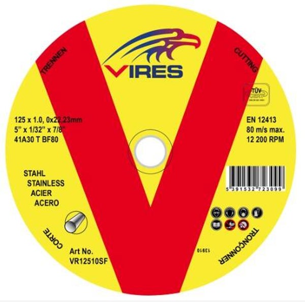 Vires S/Steel Cutting Disc 125mm x 1.0mm