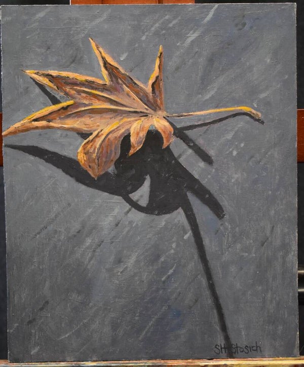 Fall Leaf on Pavement.