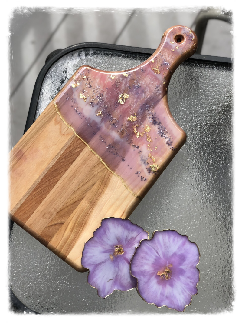 Resin Art Charcuterie Board "Live, Laugh, Lavender" Collection