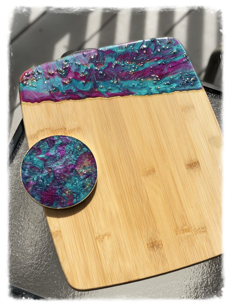 Resin Art Charcuterie Board "Purple Faze" Collection