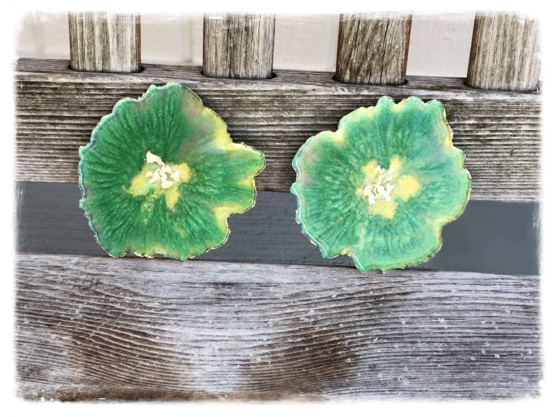 Resin Art "Green (without) Envy" Set of Two Coasters