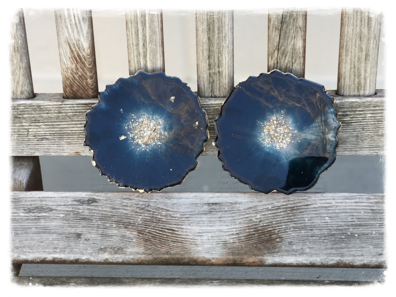 Resin Art "Lost in Your Deep Deep Blue" Set of Two Coasters
