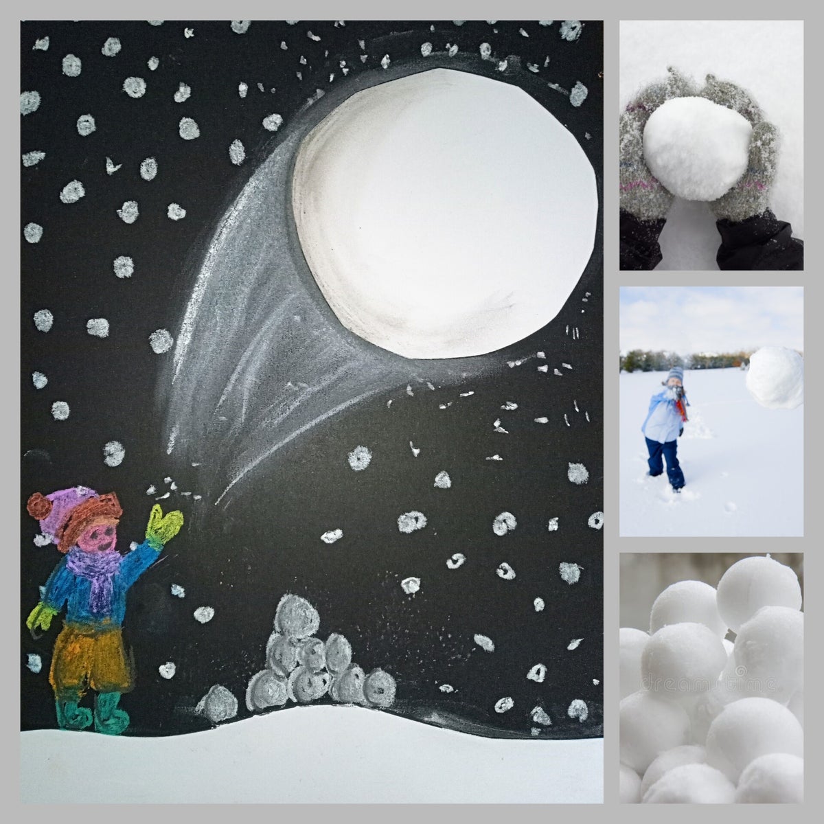Tekenles Sneeuwballengevecht / Tekenlessen winter | Tekenschool De Kameleon