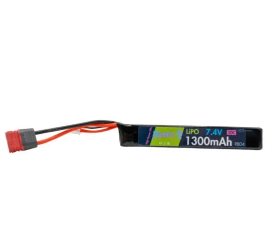 Rebel Battery - 1300mAh Lipo 7.4V 20C Stick - Deans