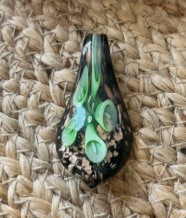 Green Orchid Blown Glass Strong Metaphysical Energy Spell Casting Necklace OOAK