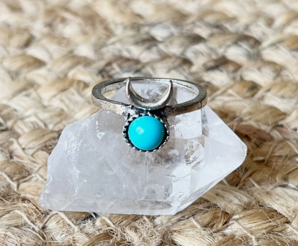 Magic Enhanced Vintage Blue Larimar Crescent Moon Silver Ring HUGE BLESSINGS!