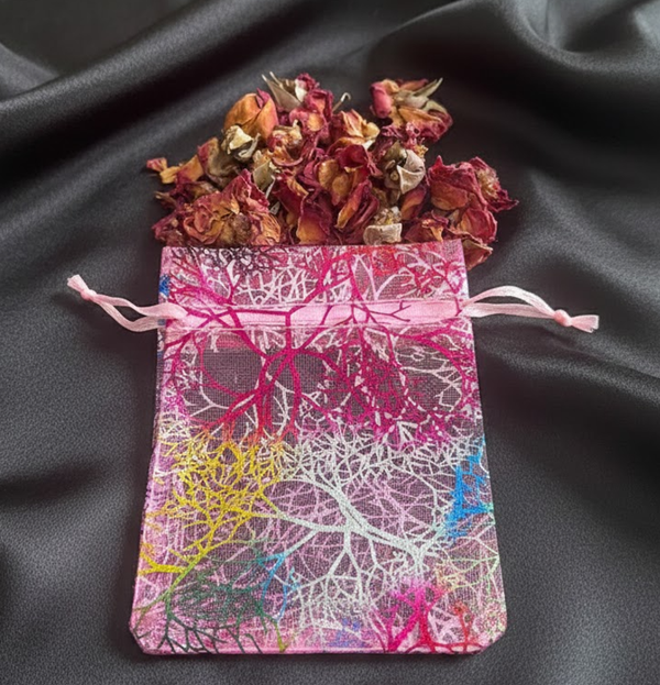 Rose Pedals 3 Ounce Organza Multifaceted Metaphysical Uses & Blessings