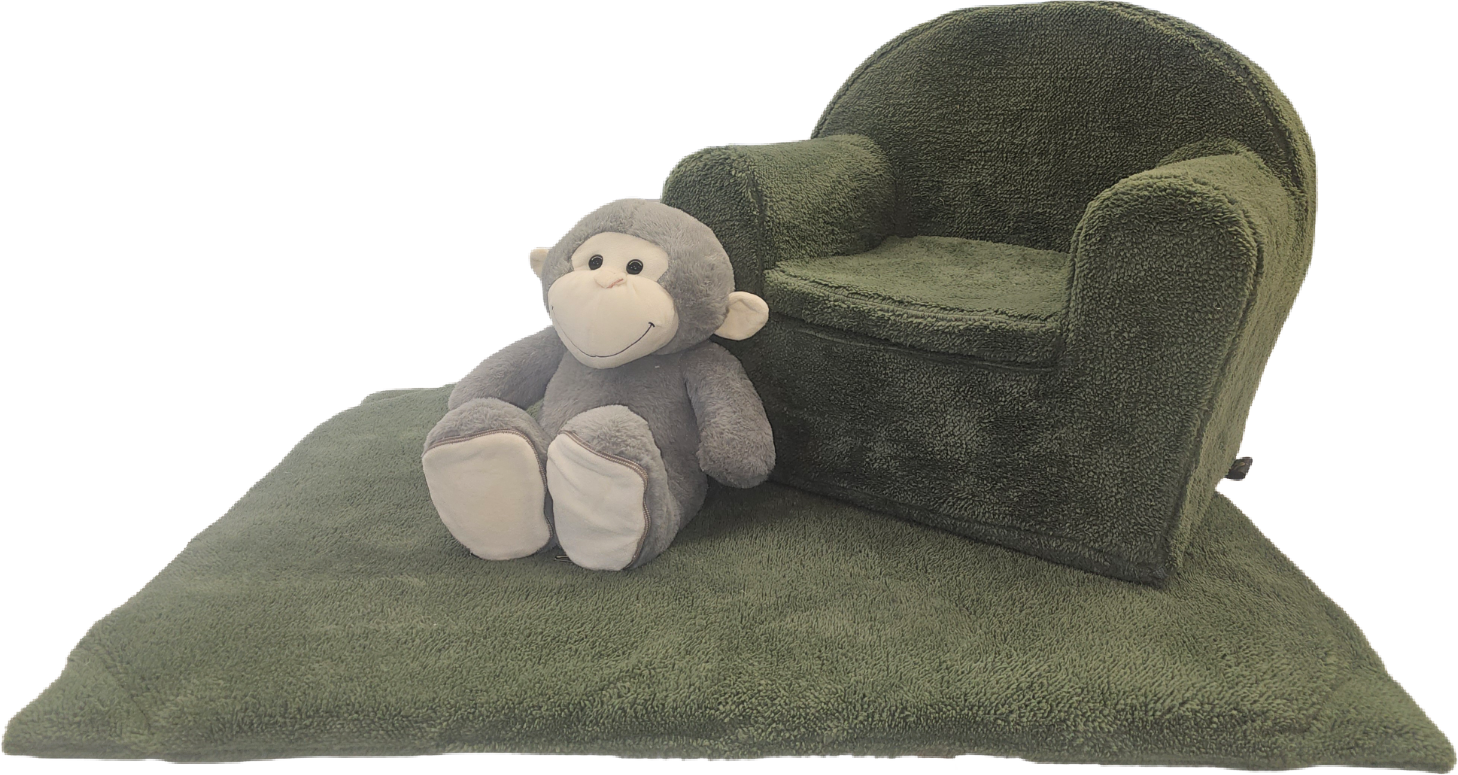 Set Peuterstoel, Box/speelkleed en knuffel. Kan ook geborduurd worden met naam. Knuffel wordt gratis geborduurd!