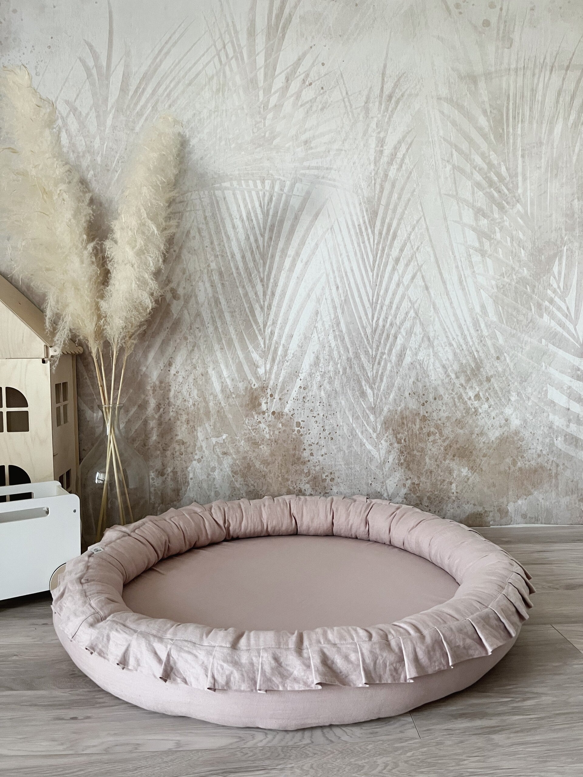 Moje. Speelnest Linnen  Pink, Naturel en Marsala