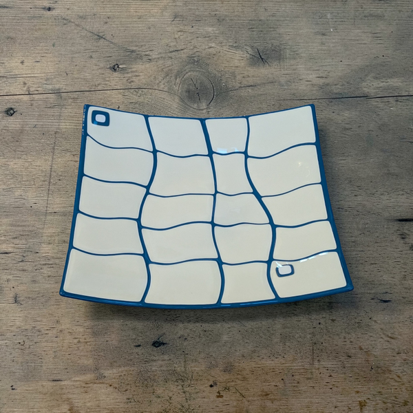 Fractured Vanilla cream on Turquoise blue