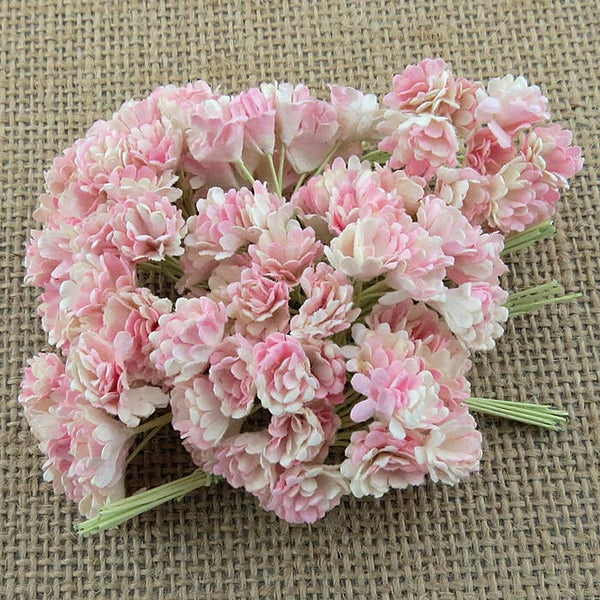 BABY 2 TONE PINK & IVORY GYPSOPHILA Mulberry Paper Craft Flowers Card Making Create Craft DIY Decorative Projects Flower Displays Paper Crafting Head Wrist Band Doll House Miniature Flowers Art Birthday Wedding Cards Floral Home Decoration Christening