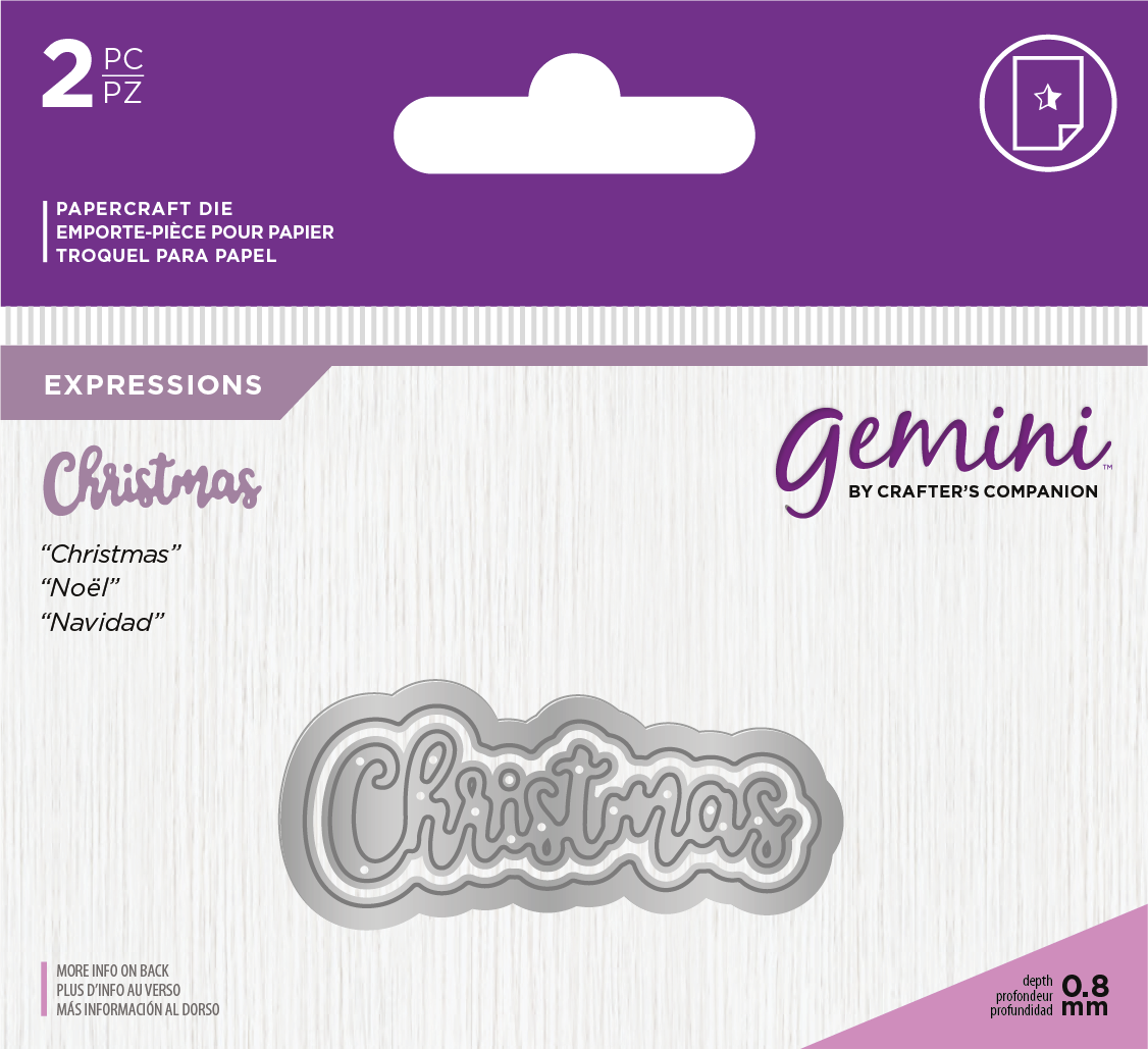 Crafters Companion – “CHRISTMAS” 2pc Gemini Mini Die Expressions - Die'sire Essentials Only Words Word Cutting Dies