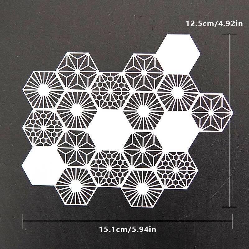 5.94 x 4.92 inch HEXAGONS Stencil Scrapbooking Tee Shirt Wall Painting Glass Fabric Greeting Cards Stencil Mylar Mixed Media Decorative Stencils Furniture Spray Paint Templates Craft Projects Interior Exterior