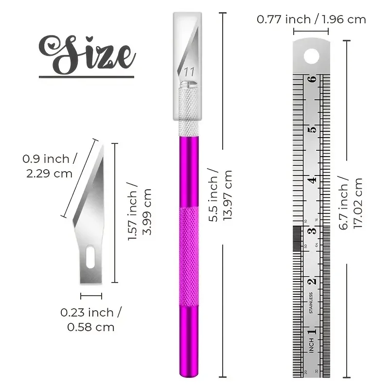 13pc Utility Craft Knife Kit Purple With Stainless Steel Precision Blades Kit Art and Crafts Supplies, Card Making Paper Cutter Scrapbooking, Stencil Decoupage Cutting Tool