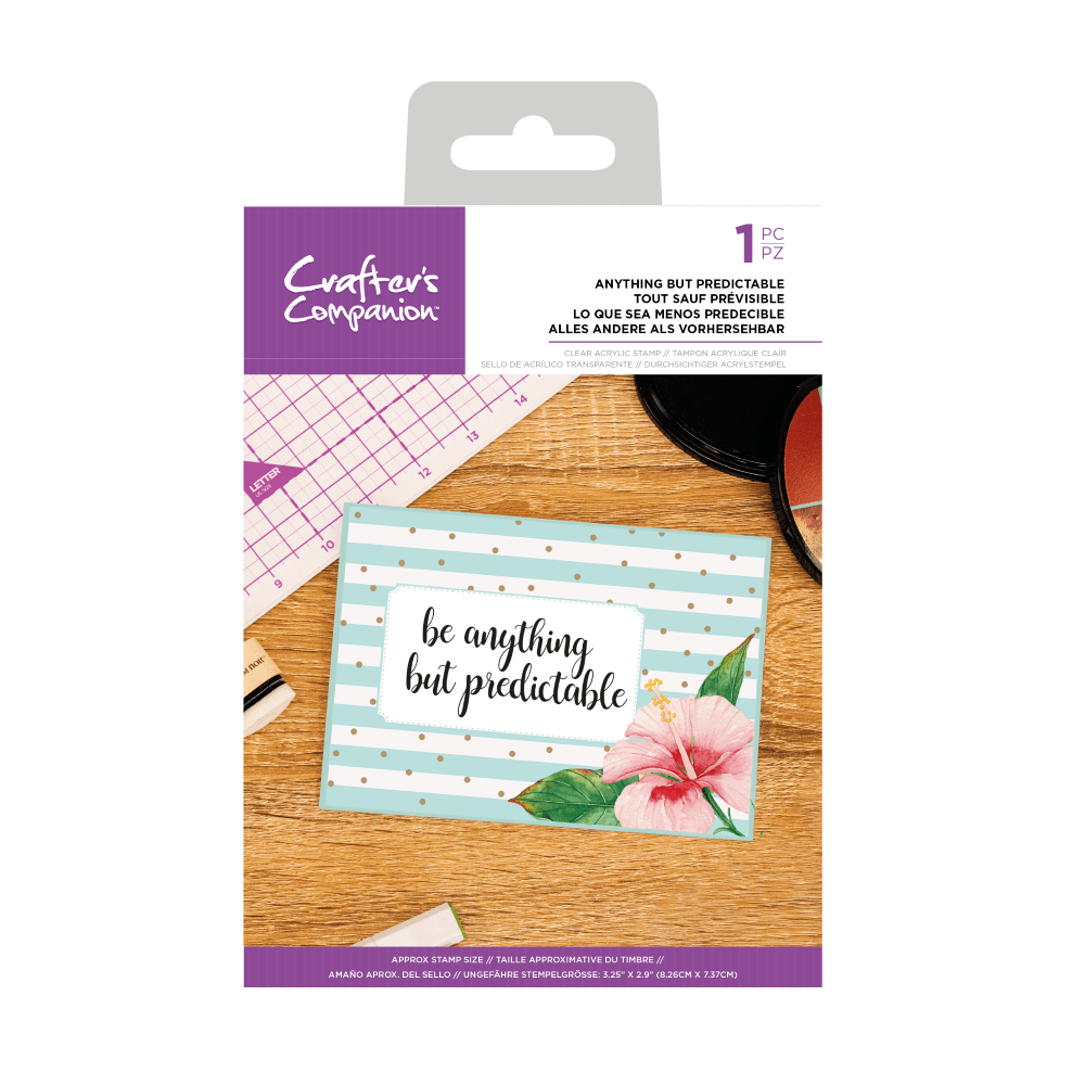 Crafter's Companion ANYTHING BUT PREDICTABLE lear Acrylic Quirky Sentiment Stamps