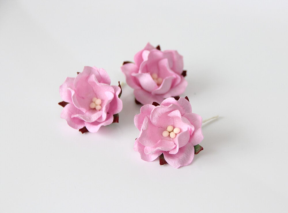 PINK APPLE BLOSSOM Miniature Mulberry Paper Flowers Handmade Acid and Lignin Free Realistic Artificial Flower Floral Craft Embellishments High Quality Assorted Colours Floral Accent