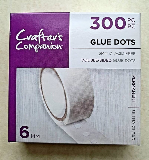 Crafters Companion Adhesive 6mm Diameter x 300 Craft Glue Dots Fix to Paper Card Plastic