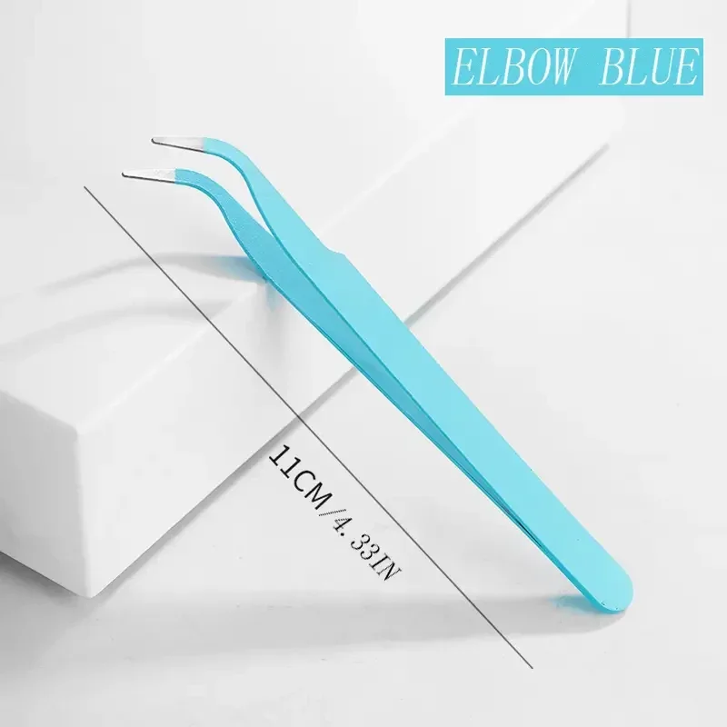 2x Macaron One Straight and One Elbow Blue Craft Tweezers DIY Jewellery Making, Easy Beading, Accurately Place Diamante Gems, Sequins, Decoupage, Nail Art, gem picker, Weeding Tools etc..