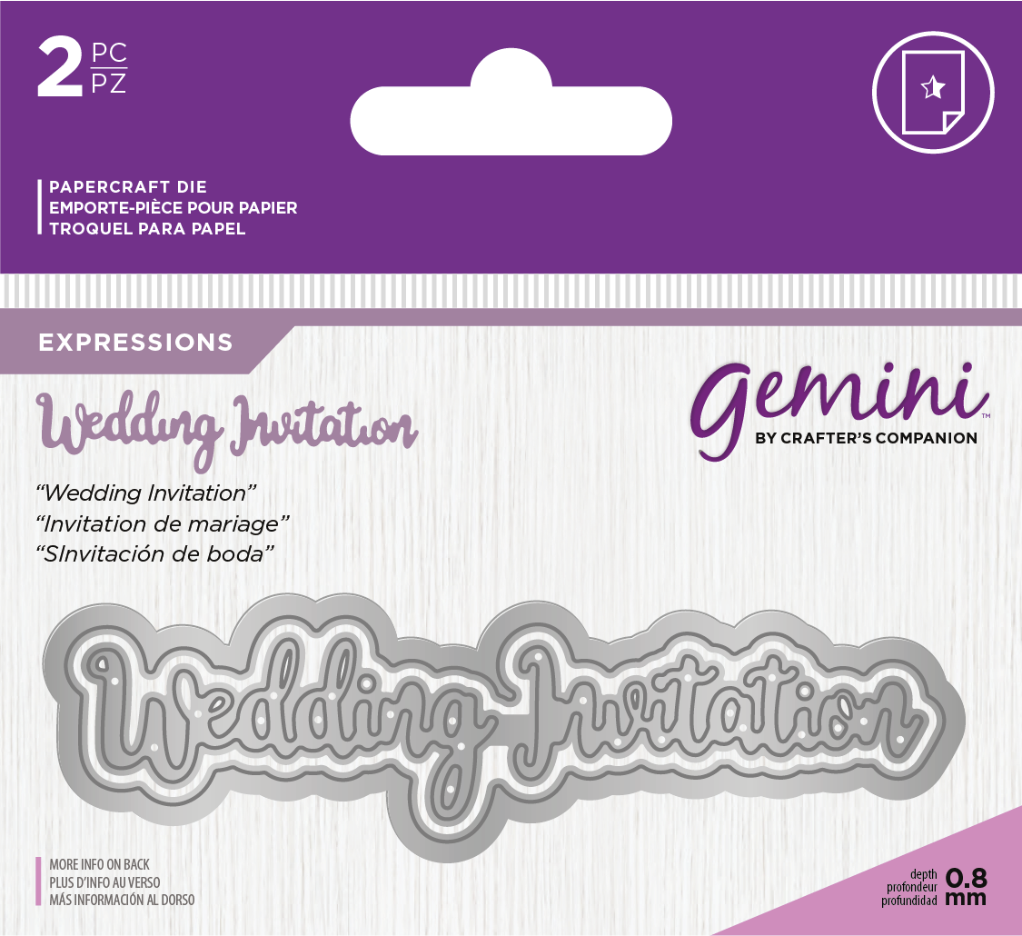 Crafters Companion – “WEDDING INVITATIO” 2pc Gemini Mini Die Expressions - Die'sire Essentials Only Words Word Cutting Dies SALE