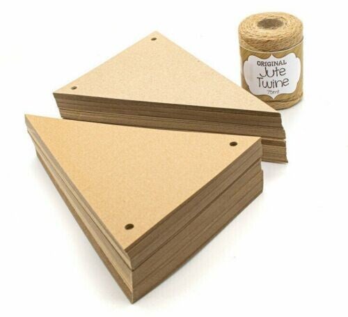 Brown Kraft Card Blank Craft Arts and Crafts Bunting Banners Create Personalized Projects Decorate yourself Indoor decoration on Walls windowsills tables or Outdoor events Celebrations Street Parties Festivals Advertising Colourful Lightweight Triangular