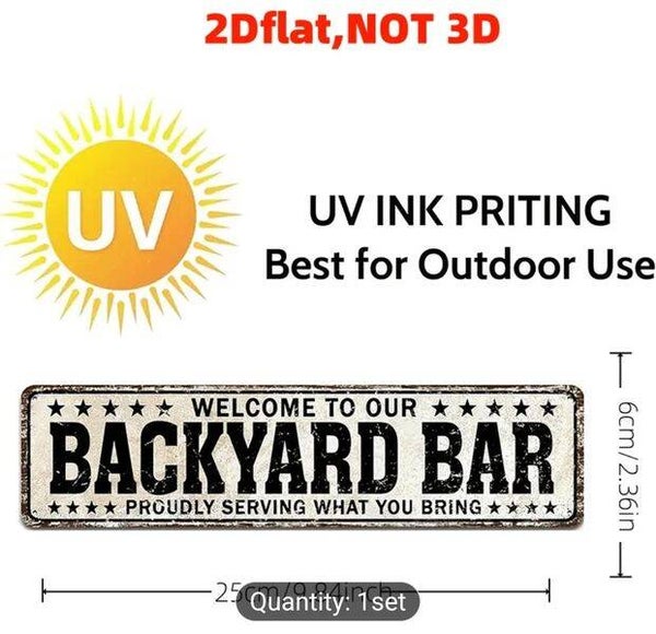 Backyard Bar "Proudly Serving What You Bring" Wooden Man Cave Pub Sign, Indoor Outdoor Shed Pub Plaques, Pub Bar Shed, Food Alcohol Soft Drinks and, Snacks, Weather and Waterproof, Garden Shed Pub, Party Sign, Size 16x4 Inch,