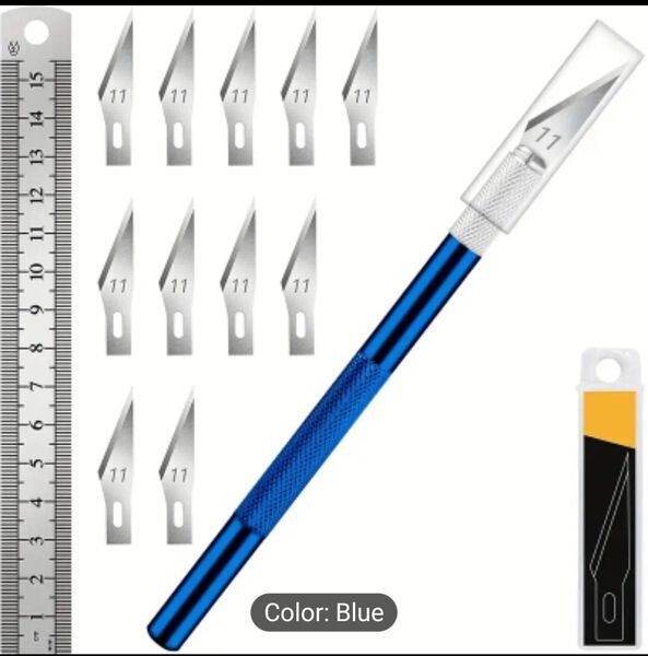 13pc Utility Craft Knife Kit BLUE With Stainless Steel Precision Blades Kit Art and Crafts Supplies, Card Making Paper Cutter Scrapbooking, Stencil Decoupage Cutting Tool