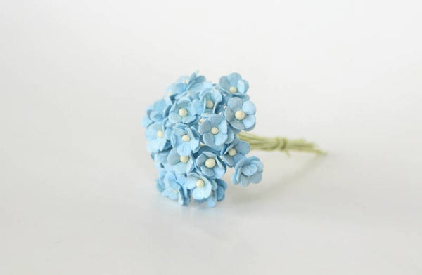 BLUE MINI CHERRY BLOSSOM Mulberry Paper Flowers