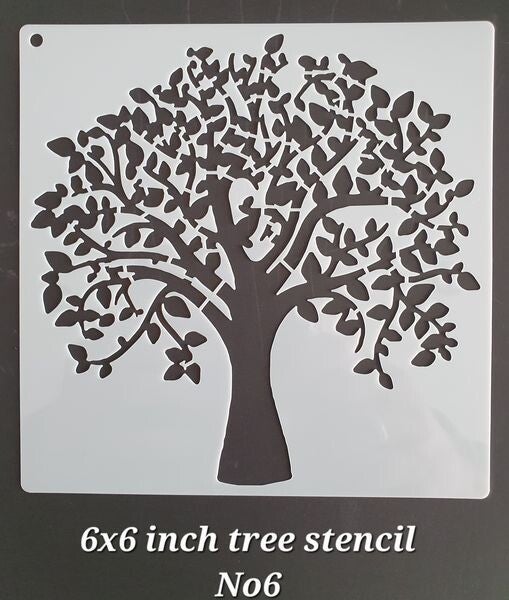 6 inch Square TREE of LIFE Stencil No6 Scrapbooking Tee Shirt Wall Floor Painting Glass Fabric DIY Greeting Cards Stencil Mylar Mixed Media Decorative Cake Stencils Furniture Spray Paint Templates Craft Projects Interior Exterior